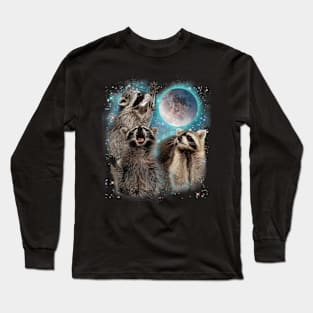 3 Racoon Moon Howling Raccoon Head Funny For Men, Women, Kid T-Shirt Long Sleeve T-Shirt